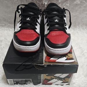 Jordan Low-Top Sneakers in Black, Red & White